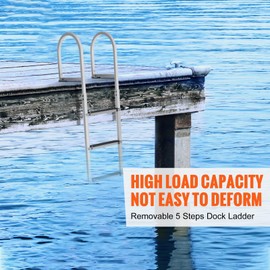 Happybuy Dock Ladder, 3-Step Removable, 227 kg Load Capacity, Aluminum Boat Ladder with 7.9 cm Wide Step & Nonslip Rubber Mat, Easy to Install for Marine, Pool, Lake Boarding