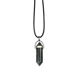 VIE VIE Double Point Pencil Pendant, Black String (Indian Agate)