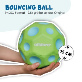 alldoro 60297 XXL Bounce Ball for Children from 3 Years Old, Polyurethane - Large Bounce - Multicoloured, 15 cm