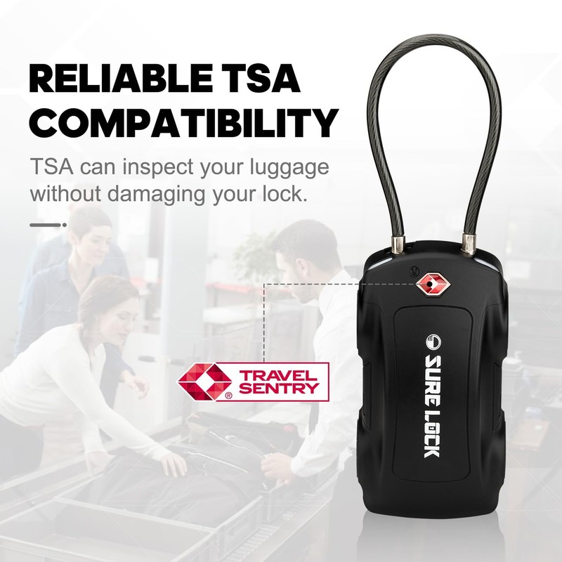 SURE LOCK TSA Compatible Travel Luggage Locks, Inspection Indicator Car