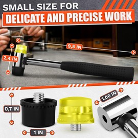 Small Rubber Mallet Hammer – 25 mm Lightweight Double-Sided Rubber and Plastic Head | Non-Slip Ergonomic Grip | Durable, Scratch-Free Tool for Jewelry Making & Repair, Christmas Craft, Furniture Setup
