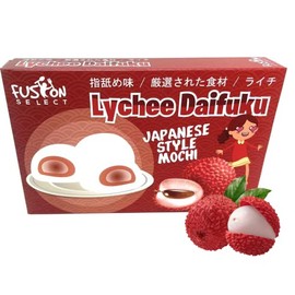 Fusion Select Mochi Daifuku Snacks - Traditional Japanese Rice Cakes with Filling - Flavored Asian Sweet Desserts for Family - Chewy and Soft Texture - 30g Each, 6 Pieces per Pack (Lychee)
