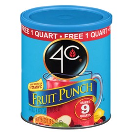 4C Powdered Drink Mix Canisters, Family Sized Bin, Thirst Quenching Flavors, 9 Quarts (Fruit Punch)