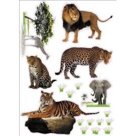 Beauticom Wild Animals Artwork Kids Living Room Decor Wall Sticker Decal 15"W X 23"H