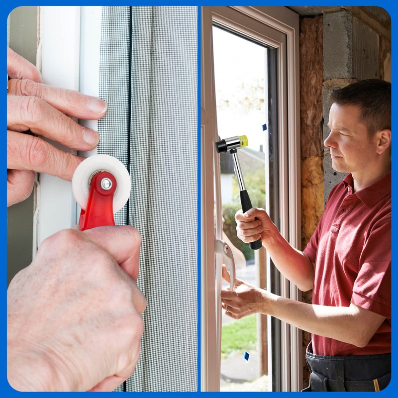 Window Glazing Tool Kit, 3PCS Glazing Tools, Multi-Functions Hammer, Red