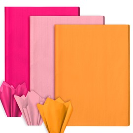 Whaline 90 Sheets Pink and Orange Tissue Paper Hot Pink Burnt Orange Gift Wrapping Paper Solid Colored DIY Art Craft Tissue for Wedding Birthday Baby Shower, 13.8 x 19.7 Inch