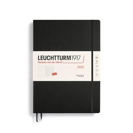 LEUCHTTURM1917 370730 Weekly Calendar & Notebook 2025, Master A4+ Hardcover - 12-Month Planner, Lined - Black, English
