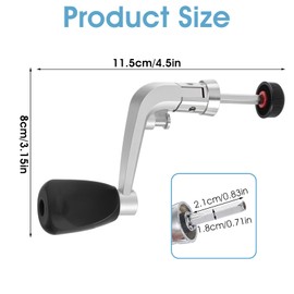 Fishing Spin Reel Handle, Fishing Reel Crank Rotary Knob Power Handle, Spin Reels Replacement Grip Parts, Silver