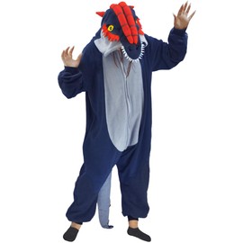 Dinosaur Costume Adult Onesie, Unisex Dilophosaurus Onesie Pajamas, Ainmal Cosplay Costume One Piece Homewear Jumpsuit