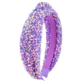 Aprince Girls Headbands Sparkly Sequin Purple Headband Princess Glitter Hair Band for Girls Hair Accessories for Toddler Kids Little Girls