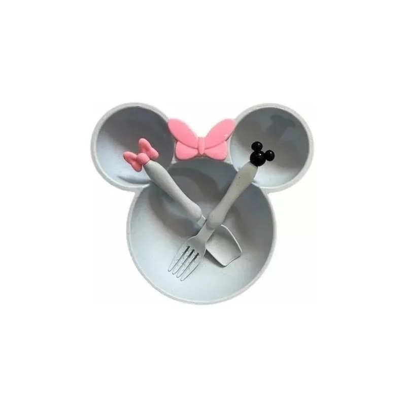 Ibrey Vajilla Set 3 Piezas Plato Cuchara Tenedor Minnie Ecologico