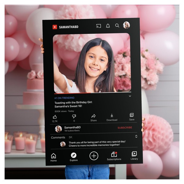 YouTube Inspired Photo Booth Frame - Custom Social Media Prop