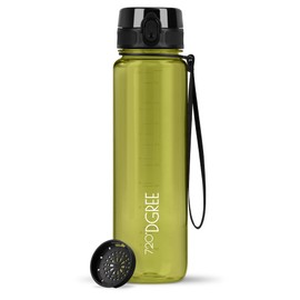 720°DGREE Water Bottle 1l “uberBottle“ crystalClear +Sieve - BPA-Free Tritan, Leakproof, Reusable Drinking Bottle - Sports Bottle for Men, Woman, Office, Gym, Fitness, Outdoor, Hiking, Cycling, Travel