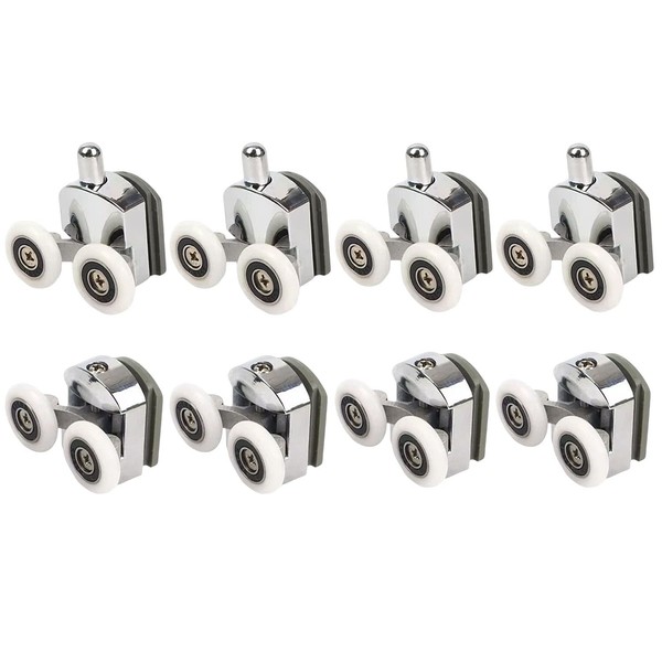 Replacement Shower Door Fixing Wheels 23mm in Chrome - 4X Top & 4X Bottom - Fits Glass 4-6mm (23MM,8PCS)