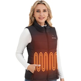 Vestego Heated Vest Women, Heated Jackets for Women, 3 Heating Levels (Battery Pack Included) Black,XL