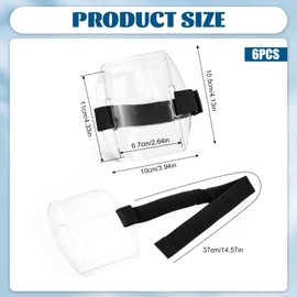 JIYIN 6 PCS Arm Badge Holder, Armband ID Card Holder with Adjustable Elastic Strap High Visibility Clear Waterproof Plastic Name Tag Badge Carrier for Office Sport Staff Employees