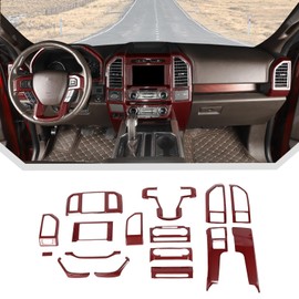 JeCar 16pcs Full Set Red Carbon Fiber Interior Trim Kit for Ford F150 2015-2020 Interior Accessories