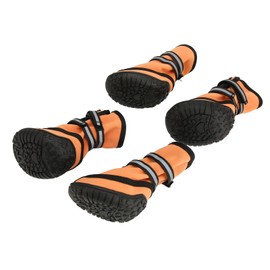 Qcwwy Botas Reflectantes Impermeables para Perros, Protector de Patas Antideslizante, Zapatos Ajustables para Perros Medianos para Correr en Senderos con Mochila (M)