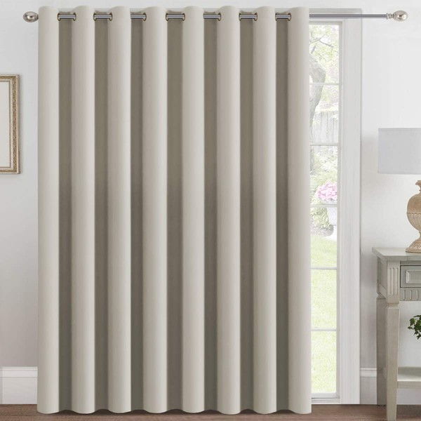H.VERSAILTEX Blackout Patio Curtains 100 x 108 Inches for Sliding Door Extral Wide Blackout Curtain Panels Thermal Insulated Room Divider - Grommet Top, 9' Tall by 8.5' Wide - Ivory/Cream