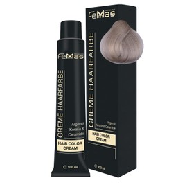 FemMas Hair Colour, Professional Cream Hair Colour with Argan Oil, Keratin & Ceramides, as Permanent Hair Colouring or Tint for Radiant, Durable Colour Results, Platinum Blonde Sand 11.7, 100 ml
