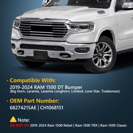 Front Bumper License Plate Frame Holder Bracket Mount for Dodge Ram 1500 2019 2020 2021 2022 2023 2024 Front License Plate Bracket Replacement CH1068151 68274215AE