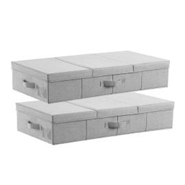 Large 48L Gray Bed Storage Lids 31.7 X 15.9 X 6.1 Inch Low Profile Underbed Clothes Storage Containers Shoe Organizer Bins BoxDefault: Default