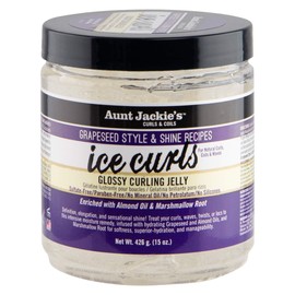 Aunt Jackie's Grapeseed Style and Shine Recipes Ice Curls Glossy Curling Jelly, Hydrates, Softens, Makes Waves, Curls and Coils Easier to Style, 15 oz