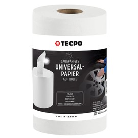 TECPO Absorbent Cleaning Cloths, White Recycled Paper Roll, 2-Ply, 23 x 30 cm, Roll 300 Sheets, Perforated, Cleaning Paper, Wipes, Cleaning Cloth Roll Suitable for Industry and Workshop