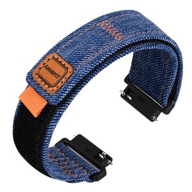ANNEFIT Denim Watch Band, Casual Watch Replacement Band, Fabric Velcro Watch Strap, Quick Release, Nylon