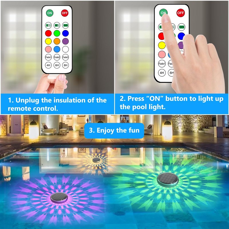Solar Powered Floating Pool Lights(2 Pack), Pool Lights That Float