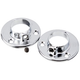 Merriway BH06092 (2 Pcs) Wardrobe Closet Rail Pole Rod Socket CP 25mm and Holding Screw - Pack of 2 Pieces