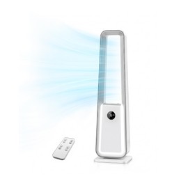 Aiorber Rotorless Tower Fan Very Quiet with Remote Control: 24 Speeds, 3 Modes, 75° Oscillation, 12H Timer - 4 LED Colours for Bedroom, Office & Living Room