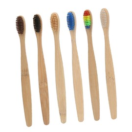 IWOWHERO 6 Pack Bamboo Toothbrushes Soft Bristles 4 Color Variety for Gentle Cleaning