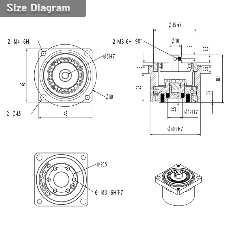 PGFUN Harmonic Gear Drive Reducer Small Strain Wave Gearbox Gearbox