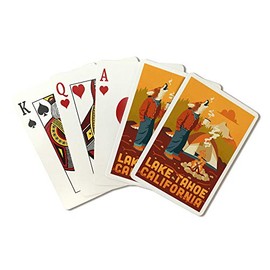 Lake Tahoe, California - Camping Coyote 104094 (Playing Card Deck - 52 Card Poker Size with Jokers)