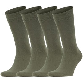 Dafi soft 4 Pairs Men's Seamless Toe Cotton Socks - Premium Comfort, Made in Turkey, Size 9-12 uk, Olive Green