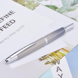 Jinhao 10 Series Press Fountain Pen Gradient Gray Retractable Fine Nib with Ink Converter and Metal Pen Box Set (Silver Clip Version)