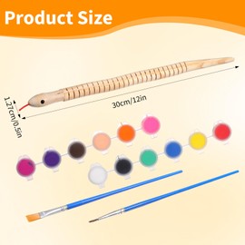 20 Pieces Wooden Snake Bulk Jointed Flexible Unfinished Wooden Wiggly Snake with 12 Colors Acrylic Craft Paint and Paint Brush for Arts and Crafts Reptile Party Decoration