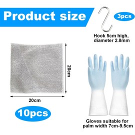 Esteopt Multipurpose Wire Dishwashing Rags, Non-Scratch Wire Dishcloths, 10pcs, Grey, Microfibre