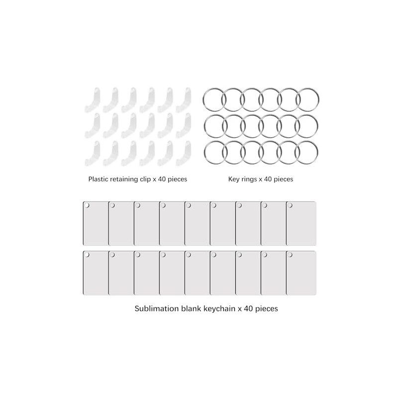 LaiHiulaan 120 Pcs Sublimation Keychain Blanks Rectangle Bulk Products Double