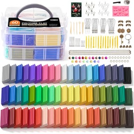 KOSMOX 205 Piezas Kit de Arcilla Polimérica – 60 Colores, 19 Herramientas y 16 Accesorios Creativos, Arcilla para Modelar Segura y No Tóxica, Manualidades para Niños y Adultos, Regalo de Arte DIY