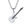 Suplight Platinum Silver Guitar Necklace for Men Boy Rock Music