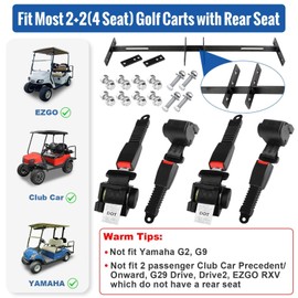 MOSNAI 61 Inch DOT Golf Car Seat Belt for EZGO TXT Club Car DS Yamaha 4 Passenger(2+2), Not Fit Yamaha G2/G9 or 2 Passenger EZGO RXV, Club Car Precedent/Onward, Yamaha G29 Drive/ Drive2