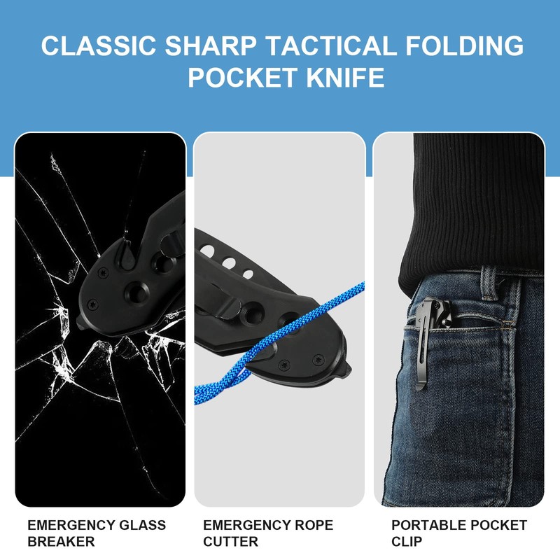 TOPOINT Folding Pocket Knives, EDC with Seatbelt Cutter,Glass Breaker, Bottle