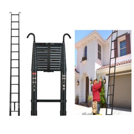 Aluminum Extension Ladder for Indoor and Outdoor use Telescopic Ladder with Hook Folding Aluminum Step Stool Non-Slip Step Ladder 5m/16.4FT Small and Compact Max Weight 150kg