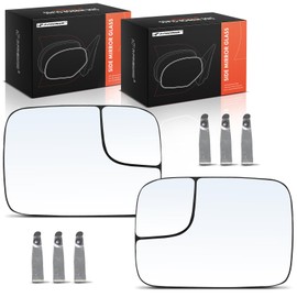 A-Premium 2-PC Driver and Passenger Side Non-Heated Mirror Glass with Backing Plate Compatible with Dodge Ram 1500 2005-2008, Ram 2500 3500 2005-2009 - Exterior View with Spotter Glass