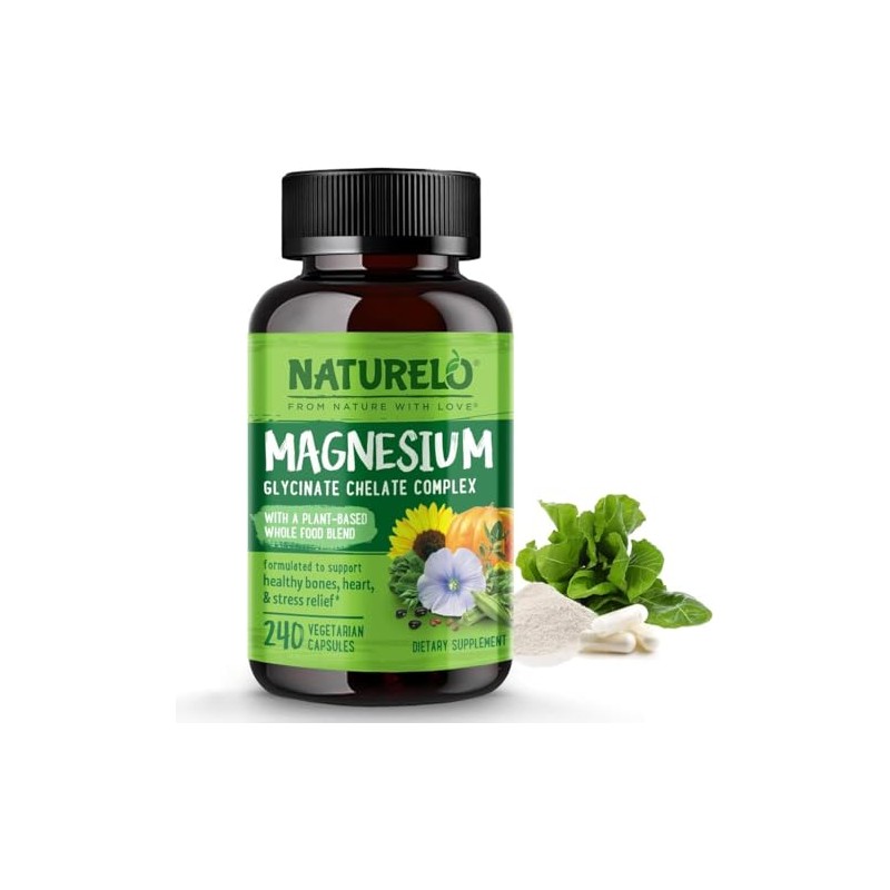 NATURELO Magnesium Glycinate Complex | 240 Capsules | 8 Months