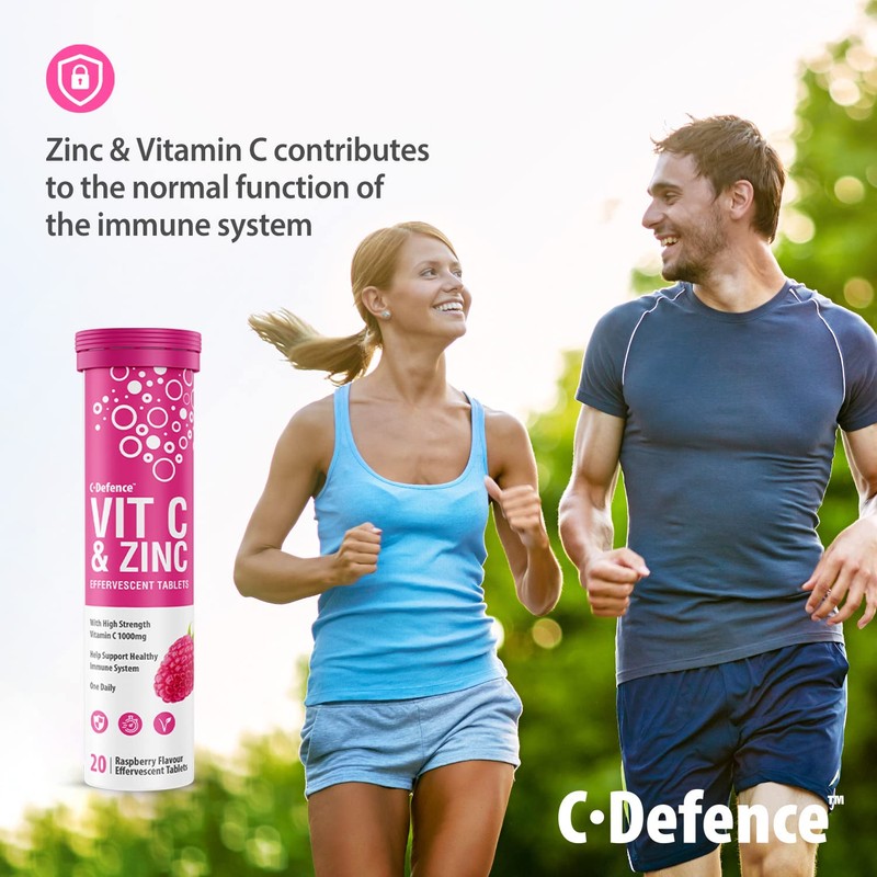 Vitamin C 1000mg & Zinc 15mg Raspberry Flavour Effervescent Tablets