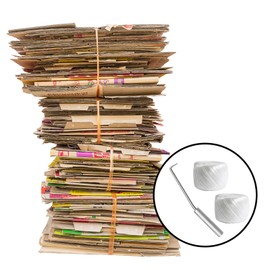 seimeinoki 3-Piece Cardboard Stocker, Magazine Stocker, Newspaper Stocker, Twine Rings, Easy Twist Tool, Packing Cord