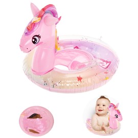 Baby Swimming Float, Inflatable Baby Float with Safety Seat, Baby Swimming Ring, Baby Pool Float with Double Handle, Toddler Swimming Float 3-36 Months Training Swimming Floats